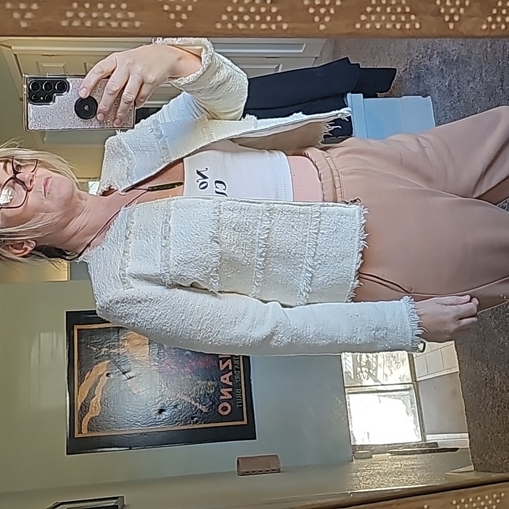 STUNNING REBECCA TAYLOR textured tweed frill jacket - Picture 11 of 14